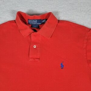 Polo Ralph Lauren Polo Shirt Mens Large Red Custom Fit Short Sleeve Blue Pony